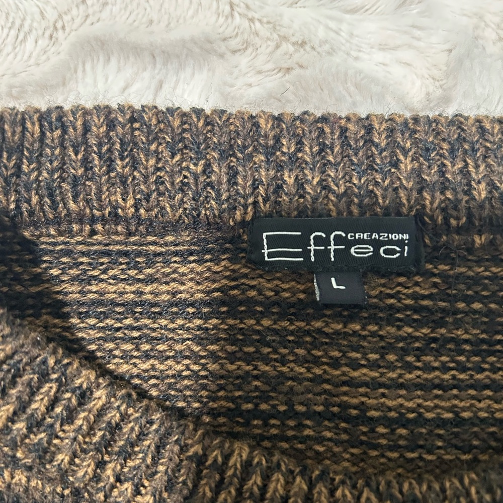 Brown and Black Cowl Neck Sweater with Chunky Knit